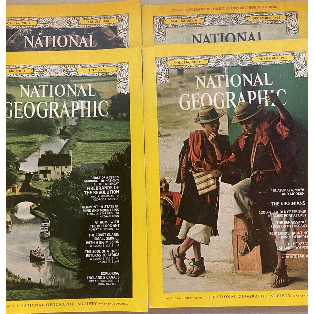 National Geographic 1974 July August November December w Pacific Islands Suppl.